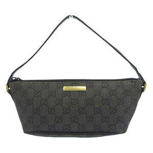 Gucci Interlocking GG Pouch Black Canvas Leather Logo